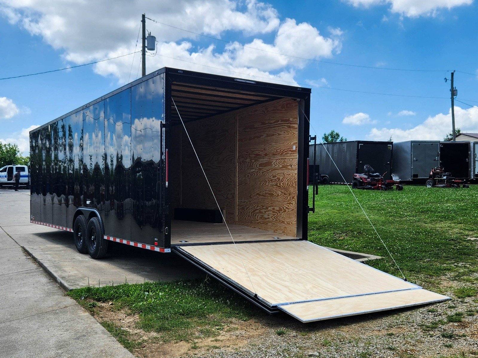 8.5×28 Black V-Nose Enclosed Trailer with Blackout Pkg (2) 7K Axles - Image 15