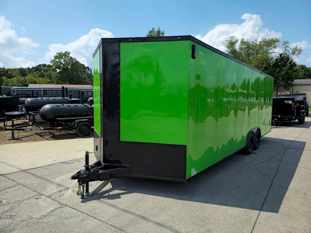 8.5×24 Neon Green Enclosed Trailer with Blackout Trim (2) 5200lb Axles - Image 2