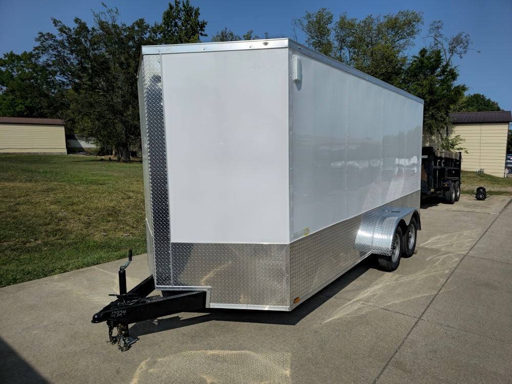 7′ X 16′ White Vnose Enclosed Trailer (2) 3,500lb Axles 7ft With Splash Guards - Image 3