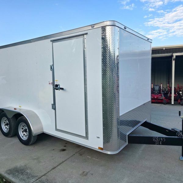 7x14x7 Enclosed Trailer White Flat Nose (2) 3500lb Axle