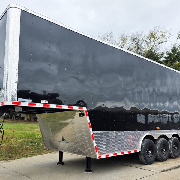 8.5X26 Gooseneck Enclosed Trailer with 9′ Interior (3) 7,000lb Axles