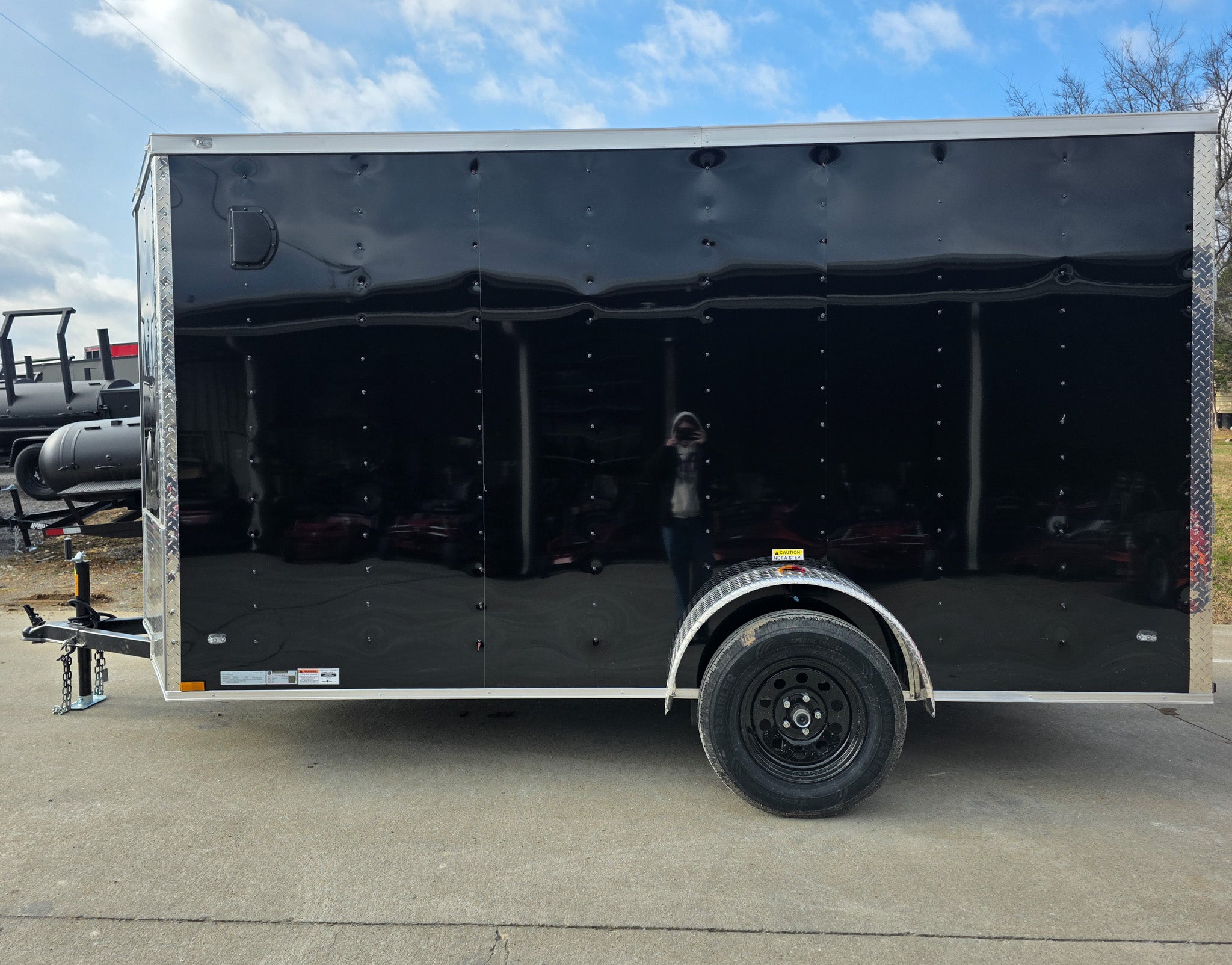 6×12 Black V-Nose Enclosed Trailer with Silver ATP (1) 3,500lb Axle - Image 4