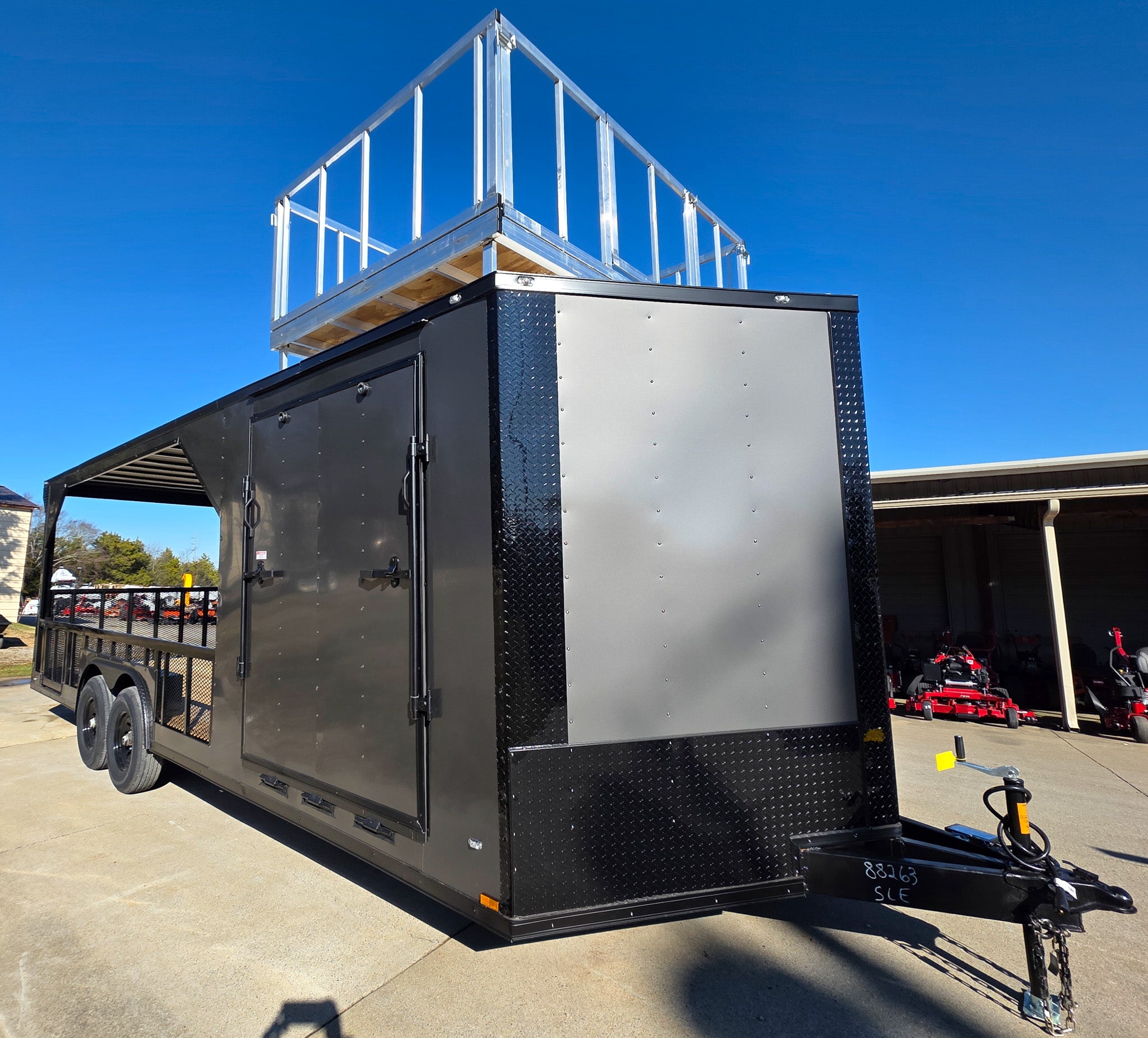 8.5’X24′ Charcoal Enclosed Trailer Hybrid Roof Platform and Equipment Hauler (2) 8000lb Axle - Image 4