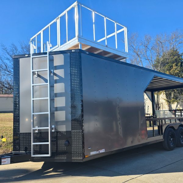 8.5’X24′ Charcoal Enclosed Trailer Hybrid Roof Platform and Equipment Hauler (2) 8000lb Axle