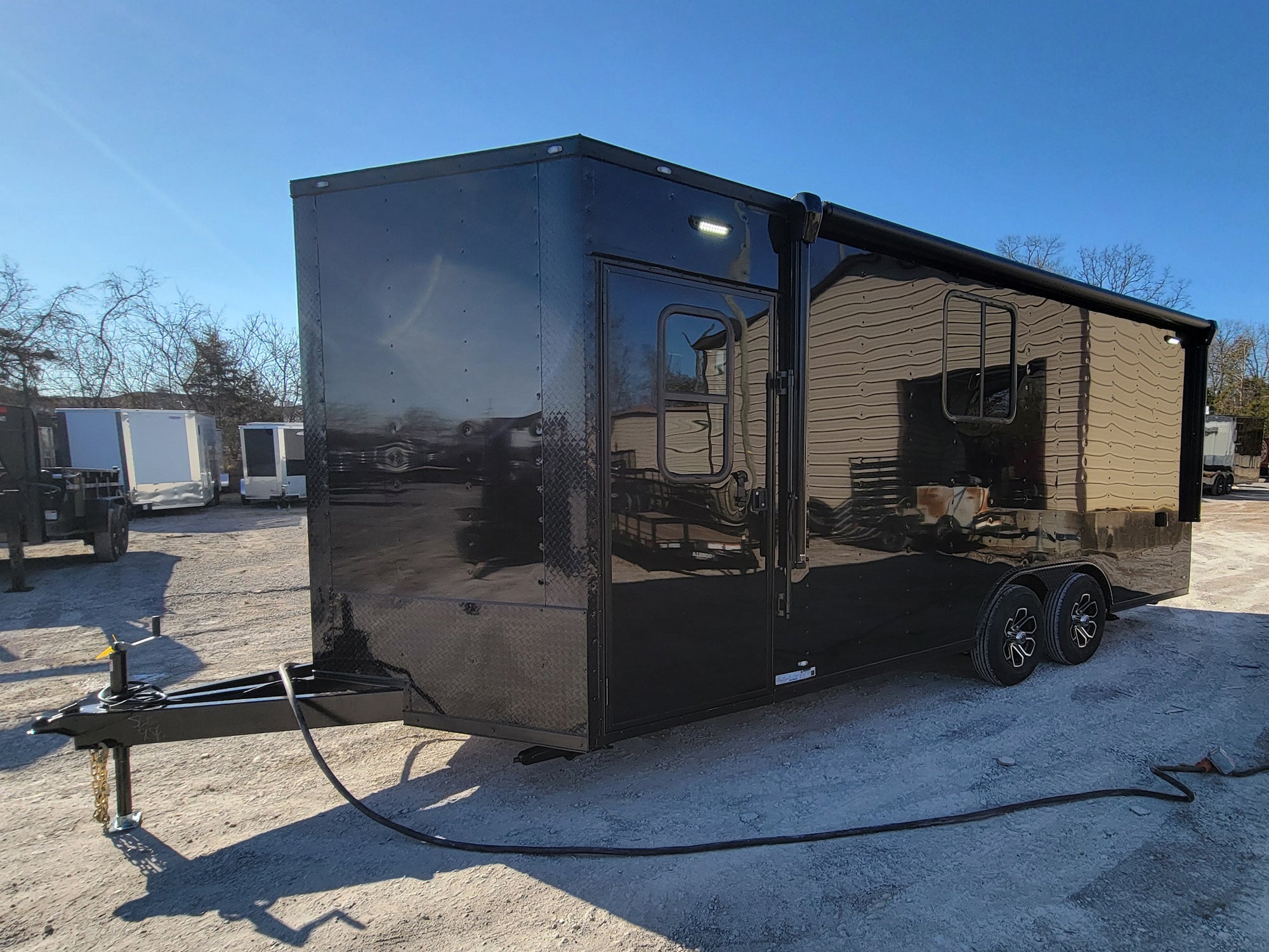 8.5′ X 20′ Black With Blackout Office and Command Center Enclosed Trailer - Image 2