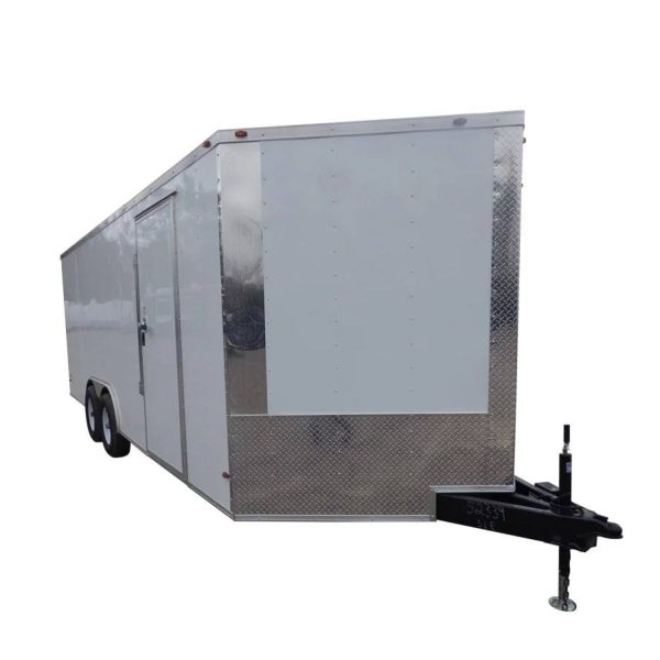 8.5×20 White V-Nose Enclosed Trailer (2) 3500lb Axles