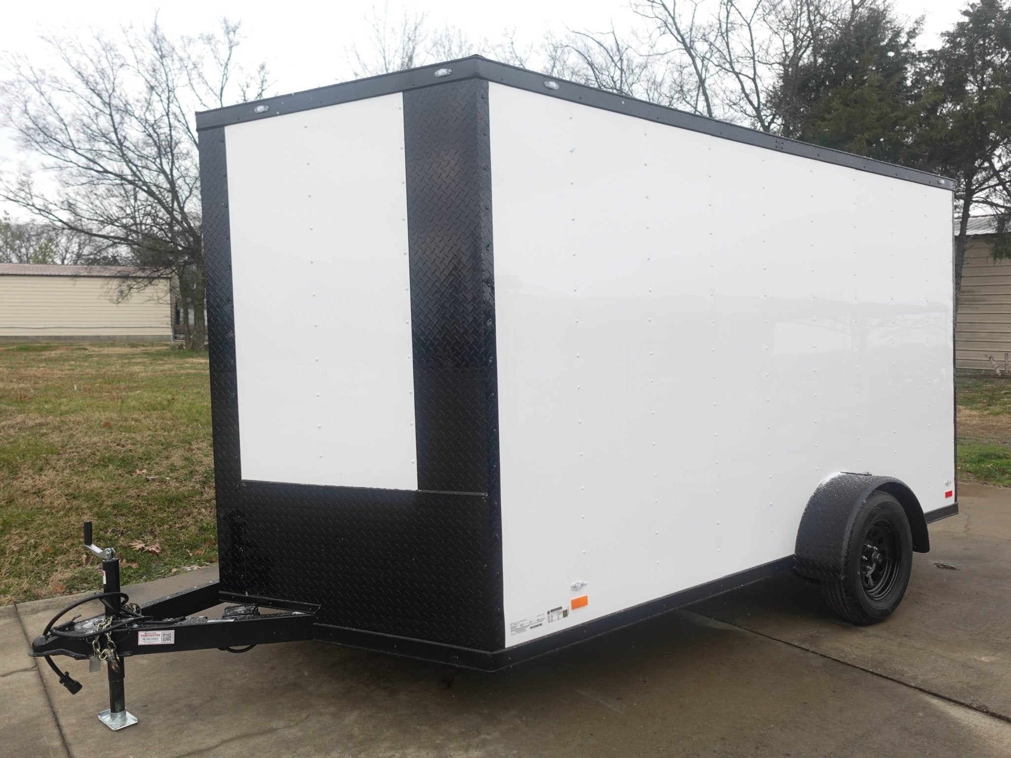 7×12 Enclosed Trailer White V-Nose Blackout Package 3,500lb Axle Storage - Image 7