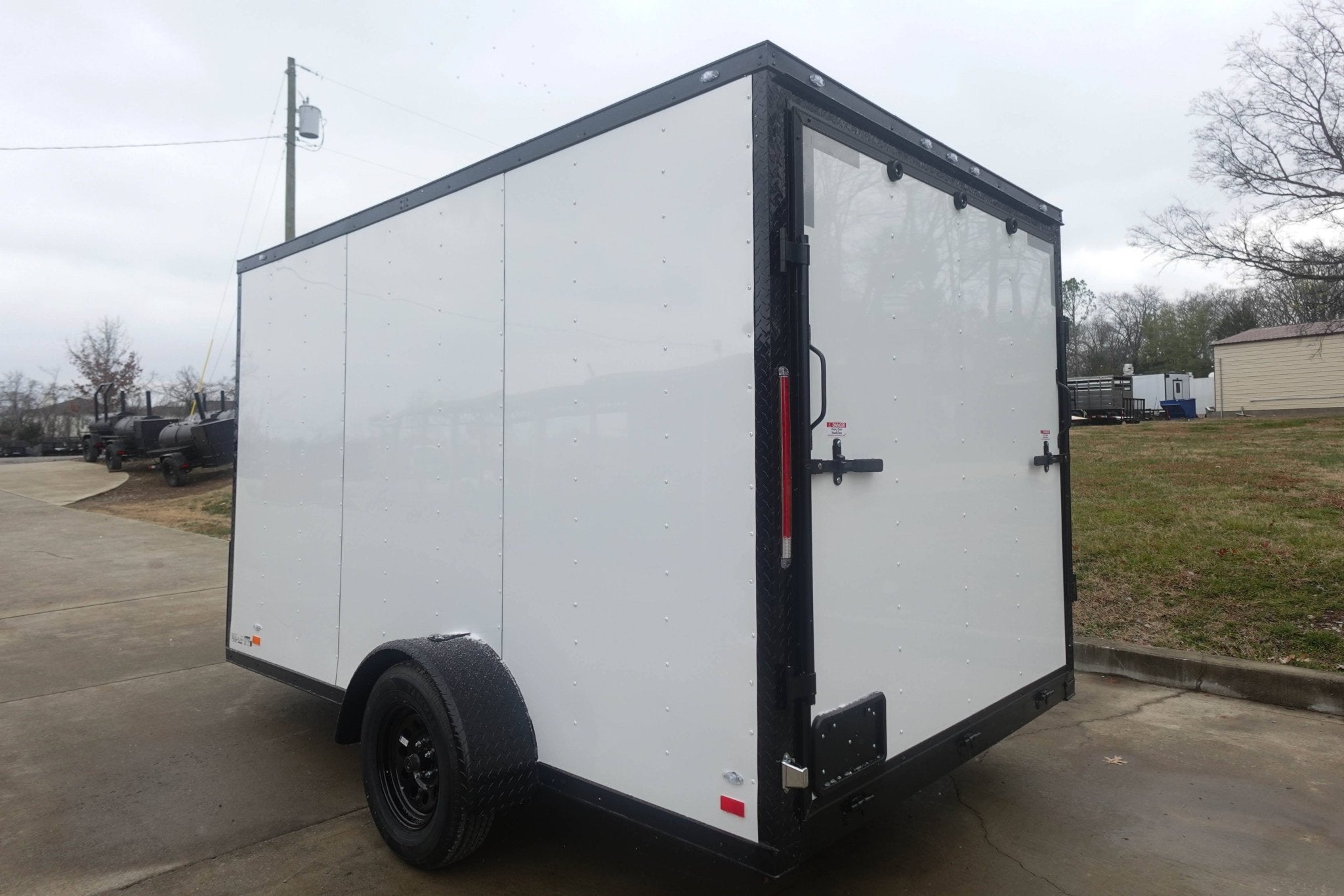 7×12 Enclosed Trailer White V-Nose Blackout Package 3,500lb Axle Storage - Image 8