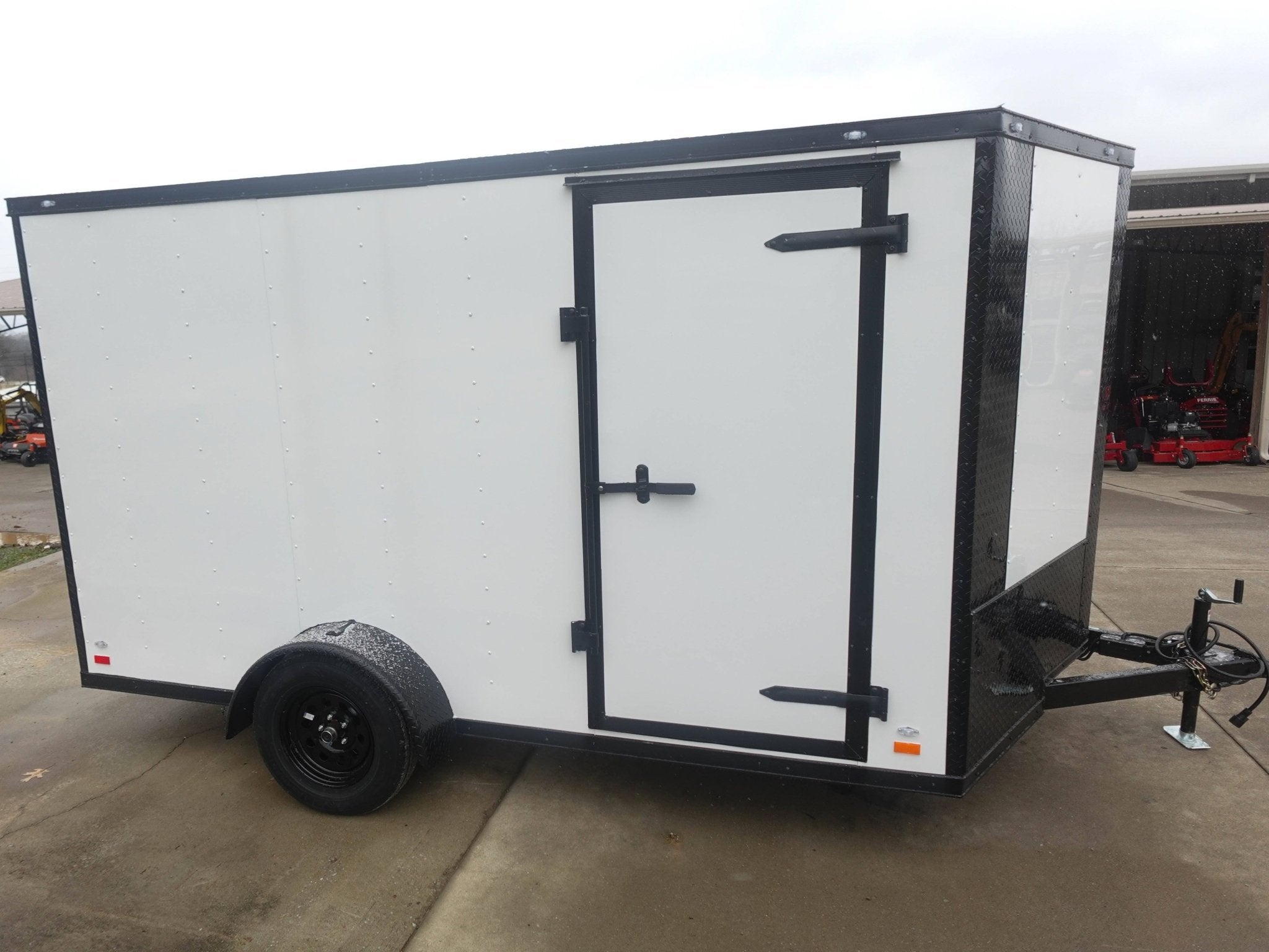 7×12 Enclosed Trailer White V-Nose Blackout Package 3,500lb Axle Storage - Image 3