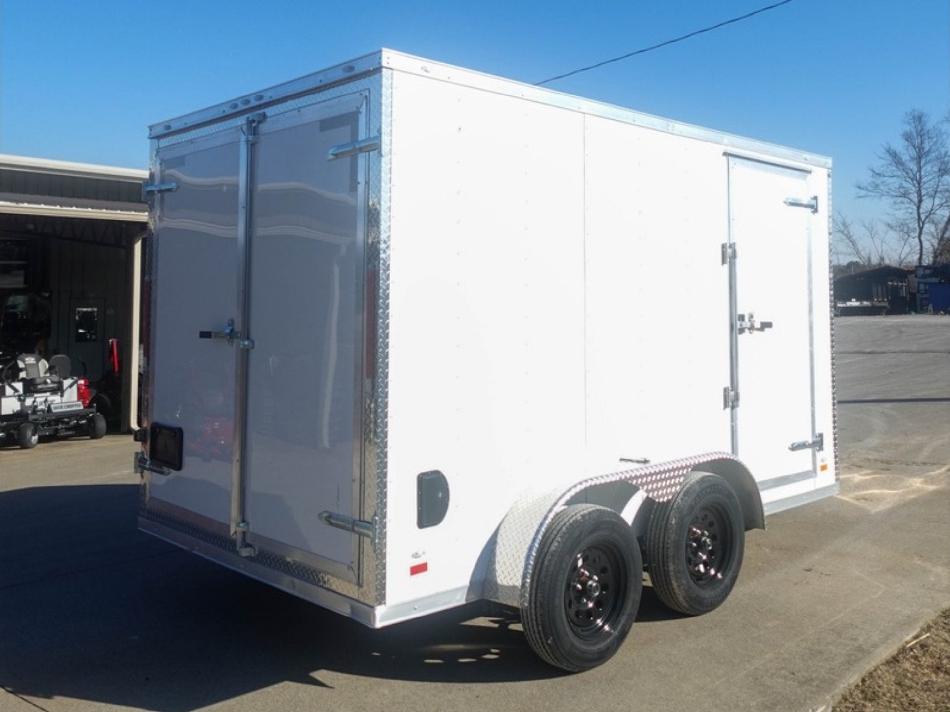 7×12 Tandem White V-Nose Enclosed Trailer - Image 9