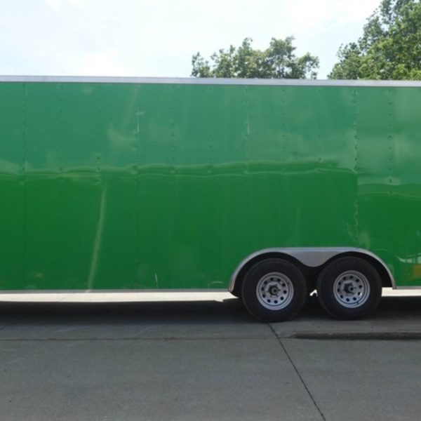 8.5×24 V Nose Neon Green Enclosed Trailer (2) 5200 LB Axles With Brakes 7 Ft Interior Height