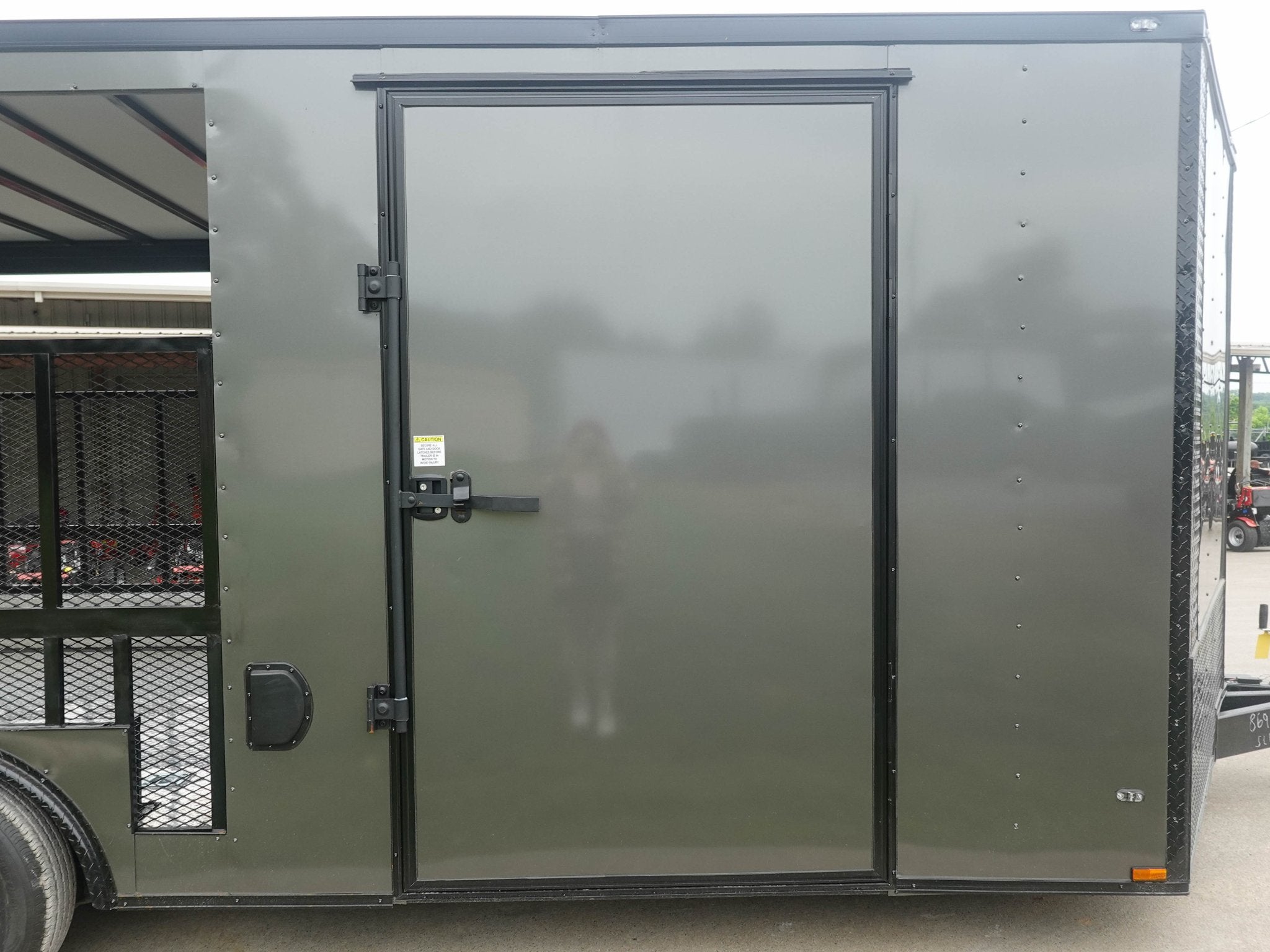 8.5×20 Charcoal Blackout Trim VNose Hybrid Enclosed Trailer Roof (2) 3500lb Axles 50 AMP Electrical Package - Image 4