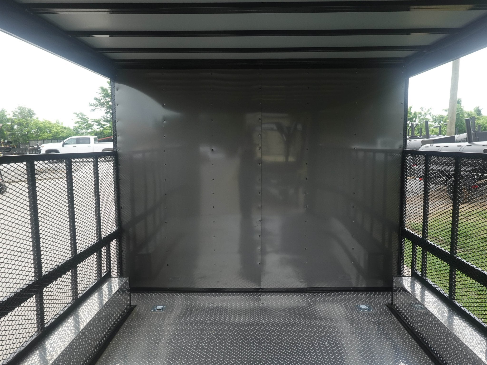 8.5×20 Charcoal Blackout Trim VNose Hybrid Enclosed Trailer Roof (2) 3500lb Axles 50 AMP Electrical Package - Image 16