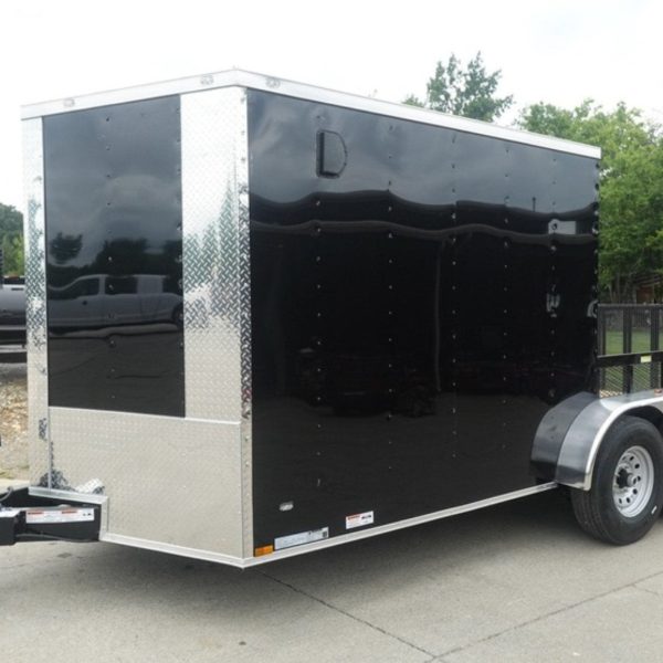 7×16 Black Hybrid Enclosed Trailer (2) 7000LB Axles Storage 14 Ply Tires