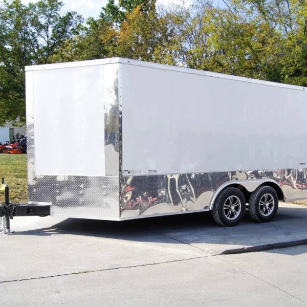 8.5×14 V-Nose Enclosed Trailer – Diamond Plate Floor Storage