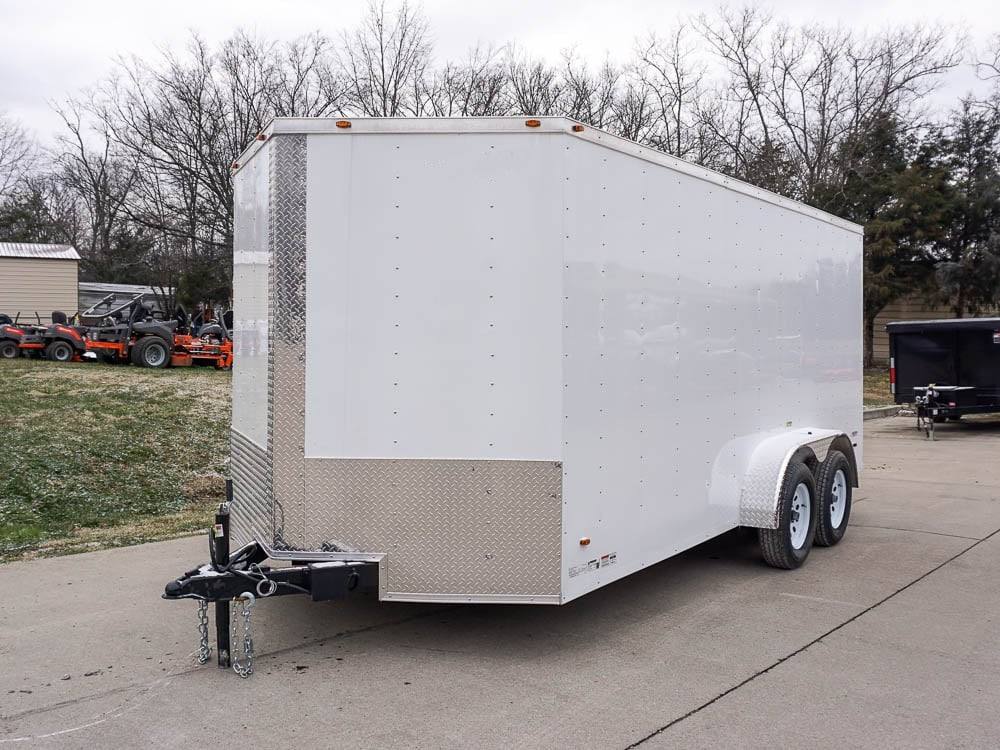 7×16 White V-Nose Enclosed Trailer Lawn Mower Cargo Trailer Storage - Image 7