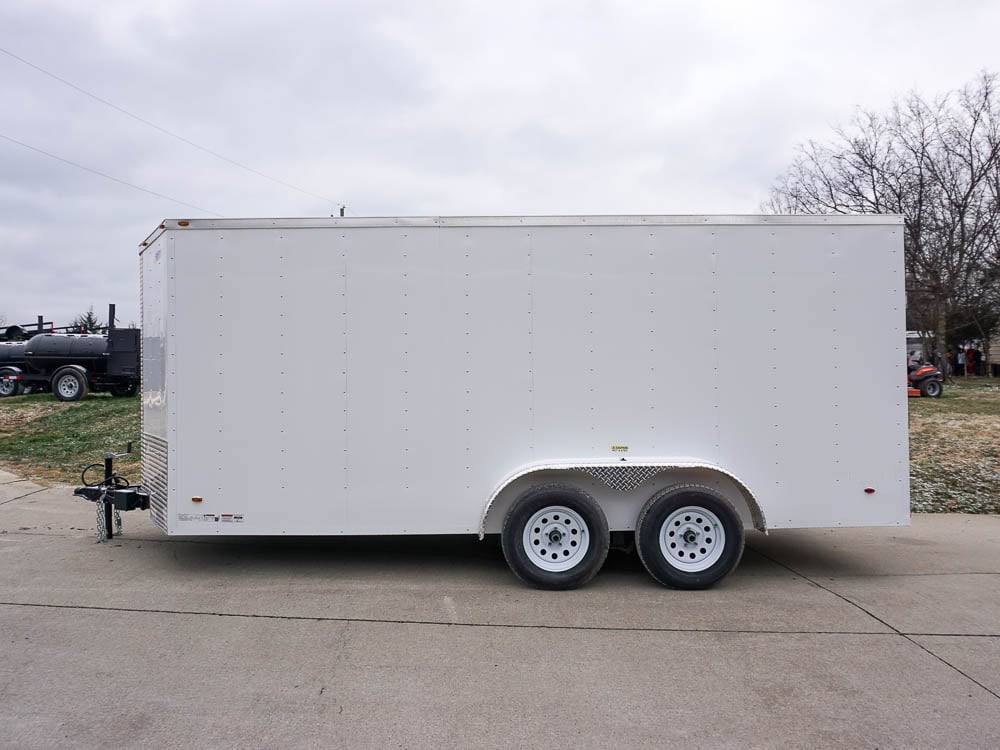 7×16 White V-Nose Enclosed Trailer Lawn Mower Cargo Trailer Storage - Image 8