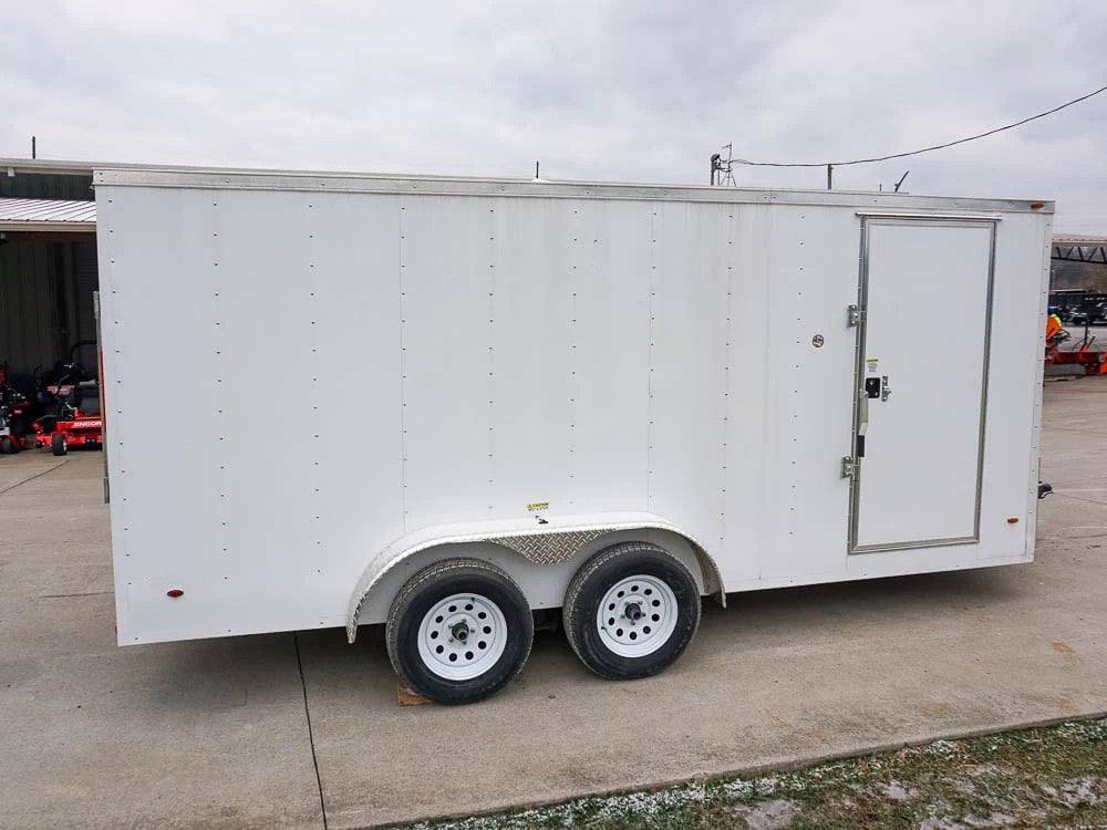 7×16 White V-Nose Enclosed Trailer Lawn Mower Cargo Trailer Storage - Image 11