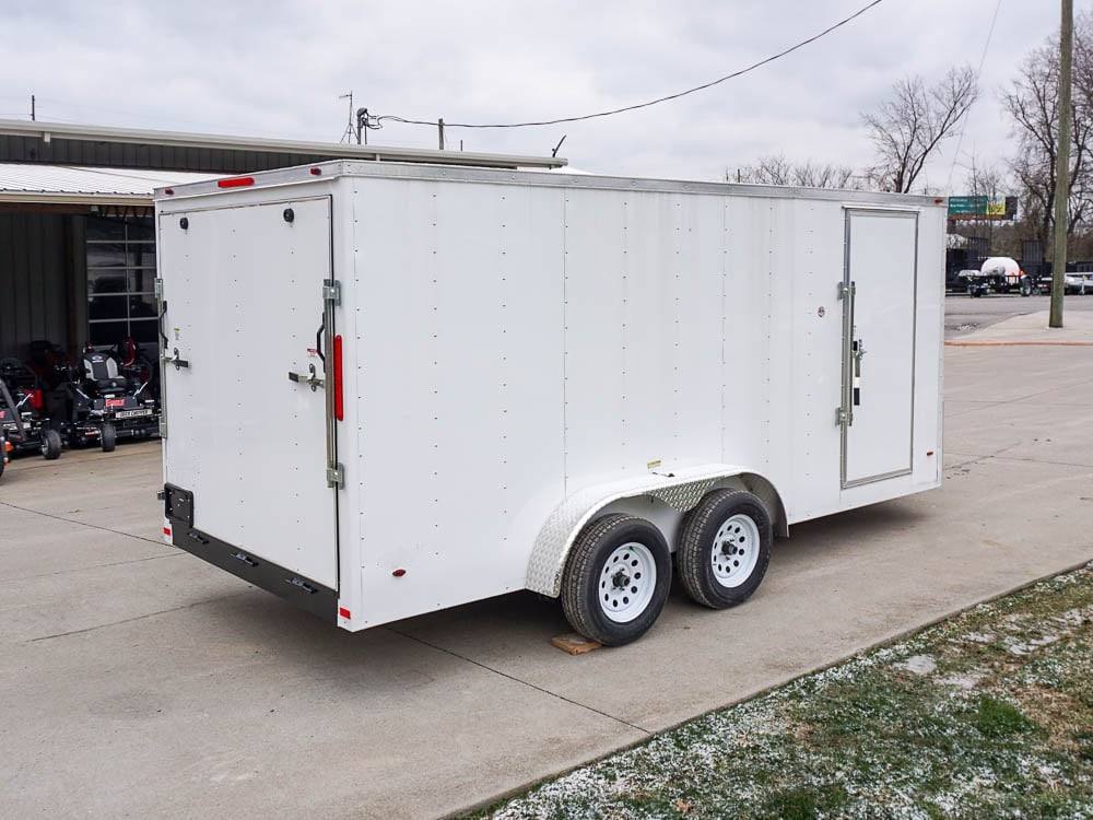 7×16 White V-Nose Enclosed Trailer Lawn Mower Cargo Trailer Storage - Image 12
