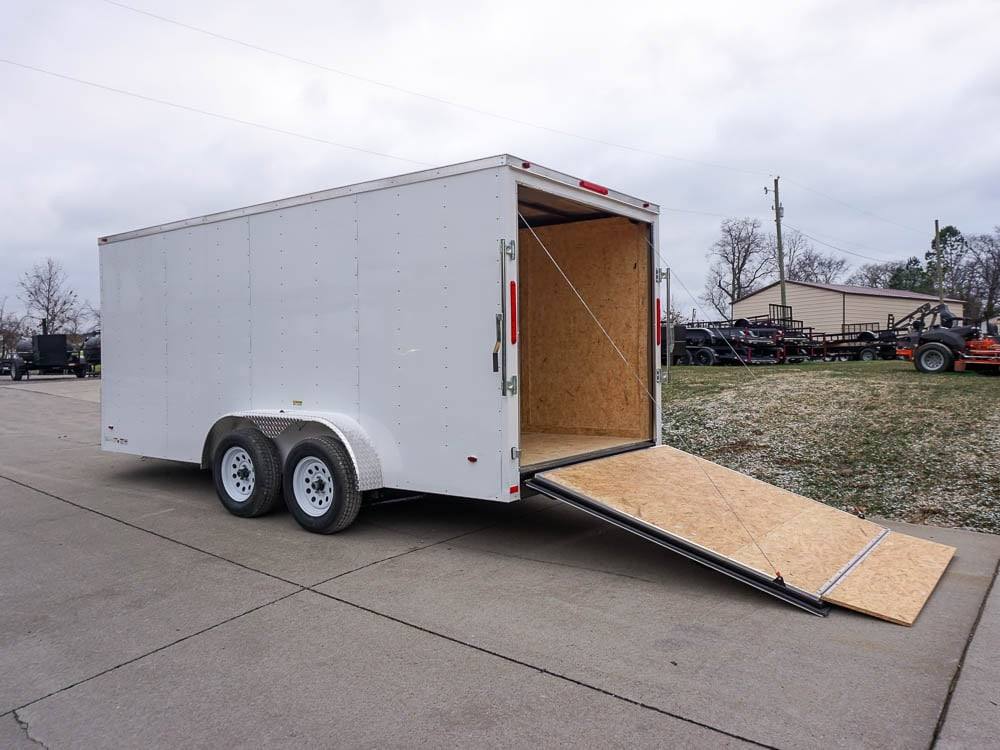 7×16 White V-Nose Enclosed Trailer Lawn Mower Cargo Trailer Storage - Image 13