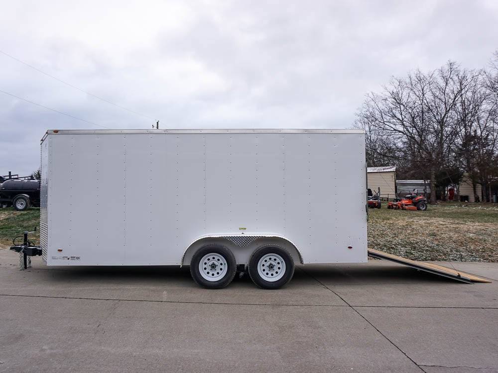 7×16 White V-Nose Enclosed Trailer Lawn Mower Cargo Trailer Storage - Image 14