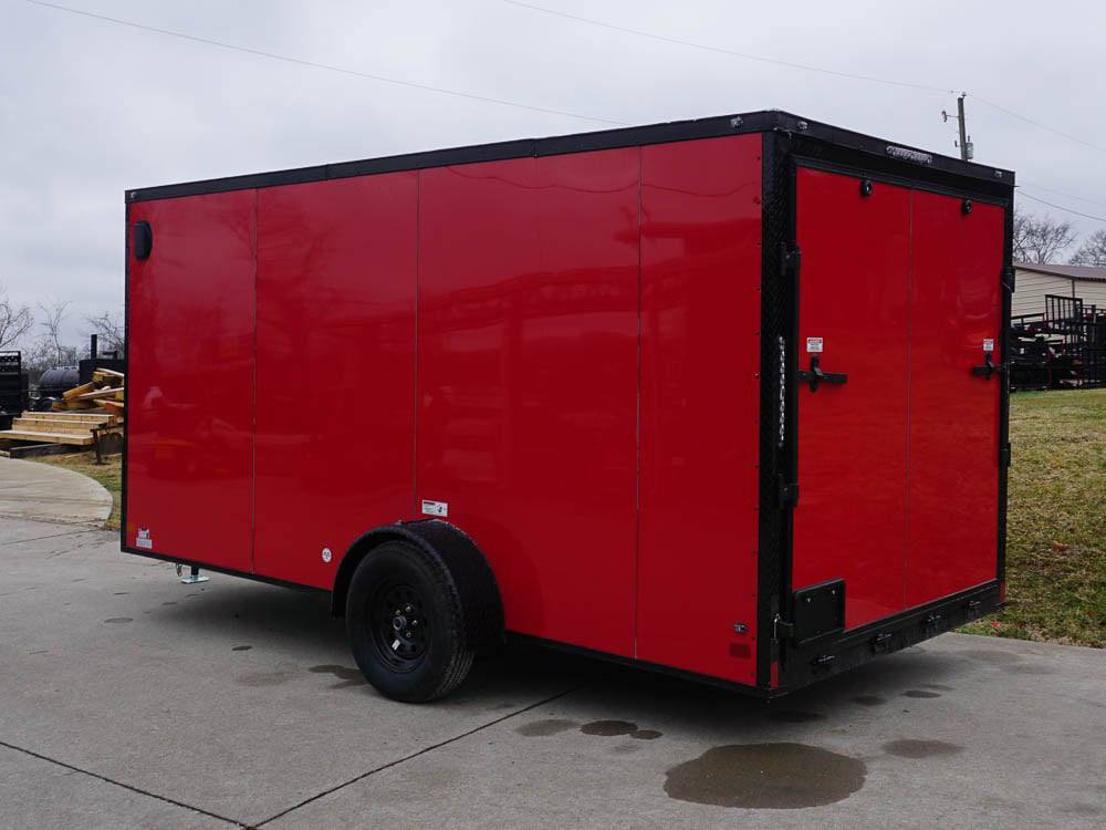 7×14 Enclosed Trailer Red V-Nose Blackout Package 3,500lb Axle Storage - Image 6