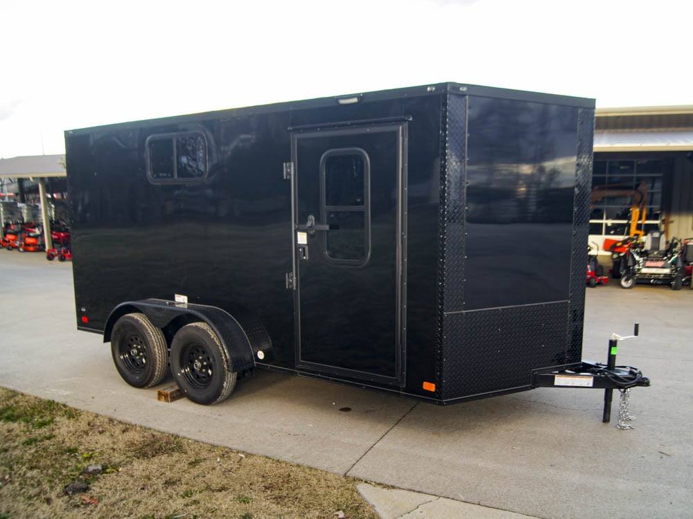 7×14 Black V-Nose Enclosed Trailer Blkout Pkg (2) 3,500lb Axles Elec Pkg - Image 3