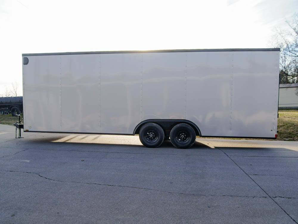 8.5×24 Silver V-Nose Enclosed Trailer Blackout Pkg (2) 5,200lb Axles - Image 3