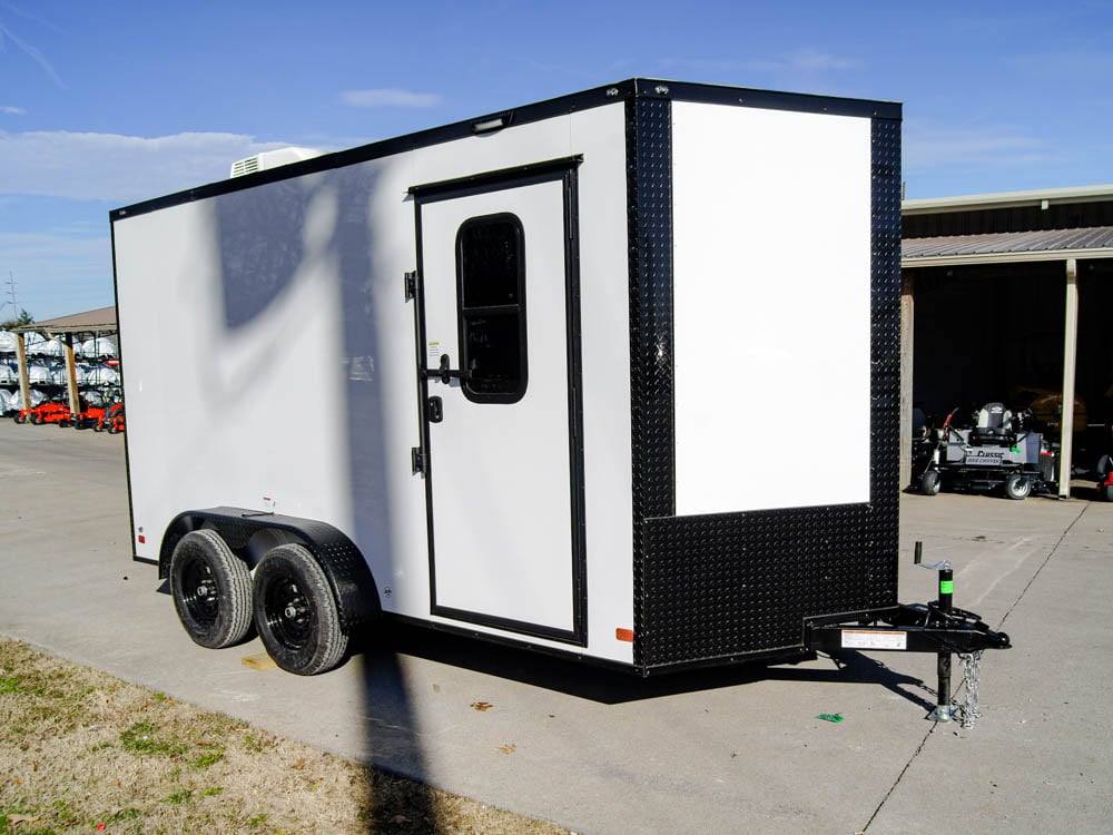 7×14 White V-Nose Enclosed Trailer (2) 3,500lb Axles Windows Elect & Blkout Pkg - Image 4