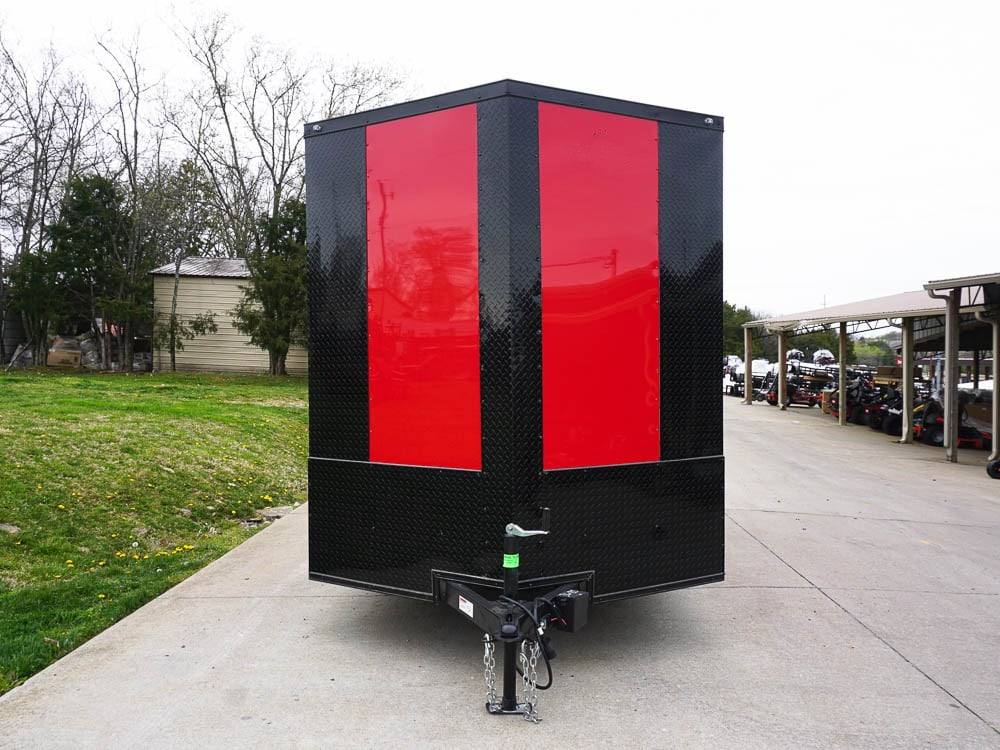 7×16 Enclosed Trailer Red V-Nose Blackout Pkg Tandem Axle Storage - Image 3
