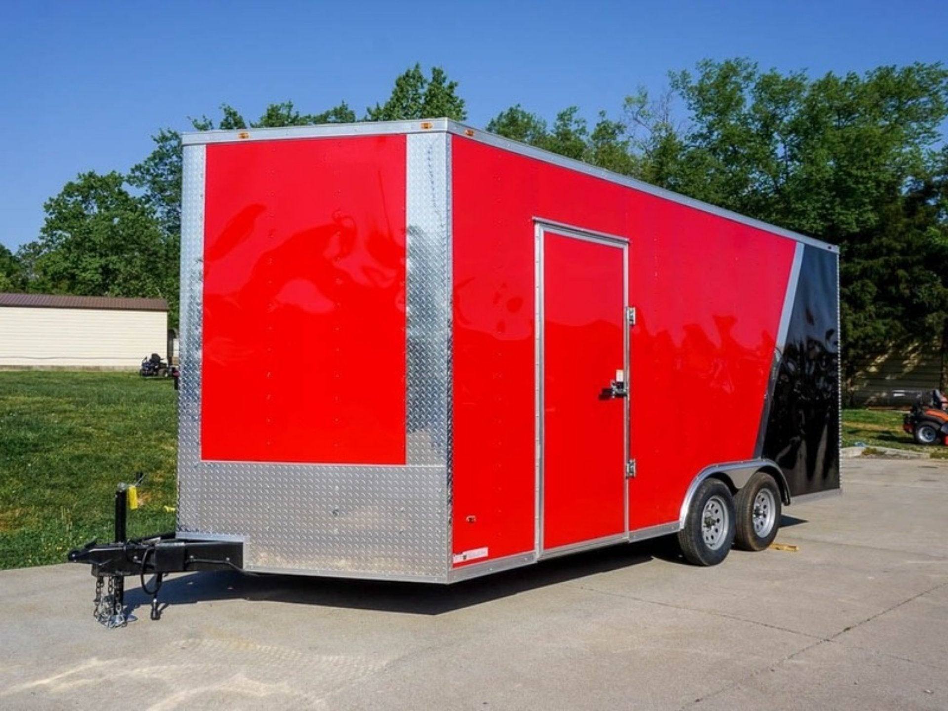 8.5×18 Custom Two-Tone Enclosed Trailer with Rubber Floor Storage