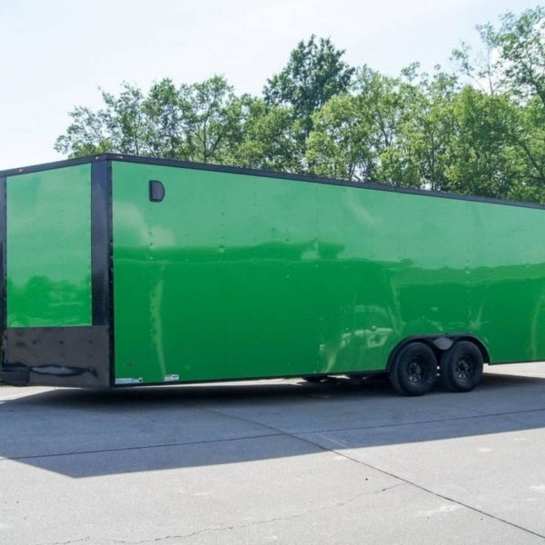 8.5×24 Lime Green Enclosed Trailer with Blackout Package (2) 5200lb Axles Storage