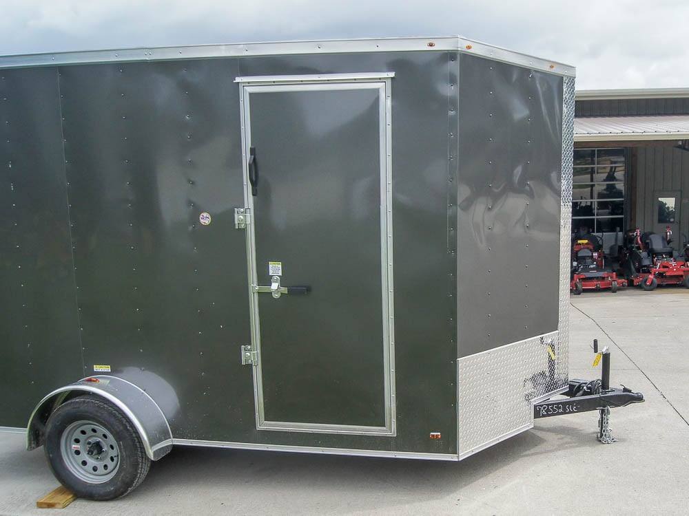 7×12 Charcoal V-Nose Custom Enclosed Trailer 3500lb Axle with Brake Storage - Image 3