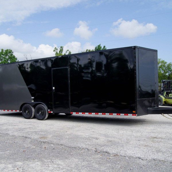 8.5×28 Charcoal/Black Enclosed Trailer with Blackout Pkg (2) 7K Axles Storage