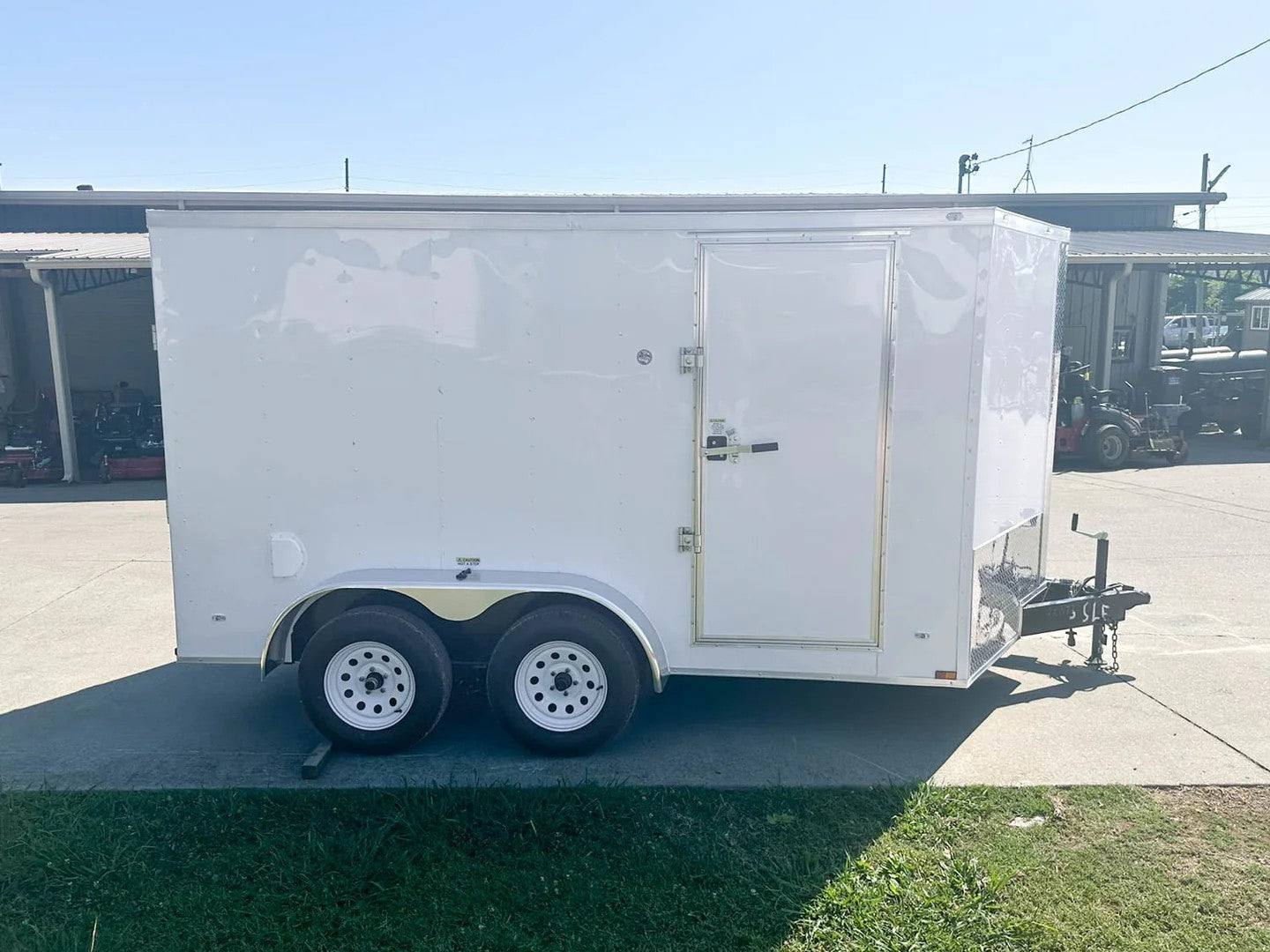 7×12 White V-Nose Enclosed Trailer (2) 3,500lb Axles Storage - Image 7