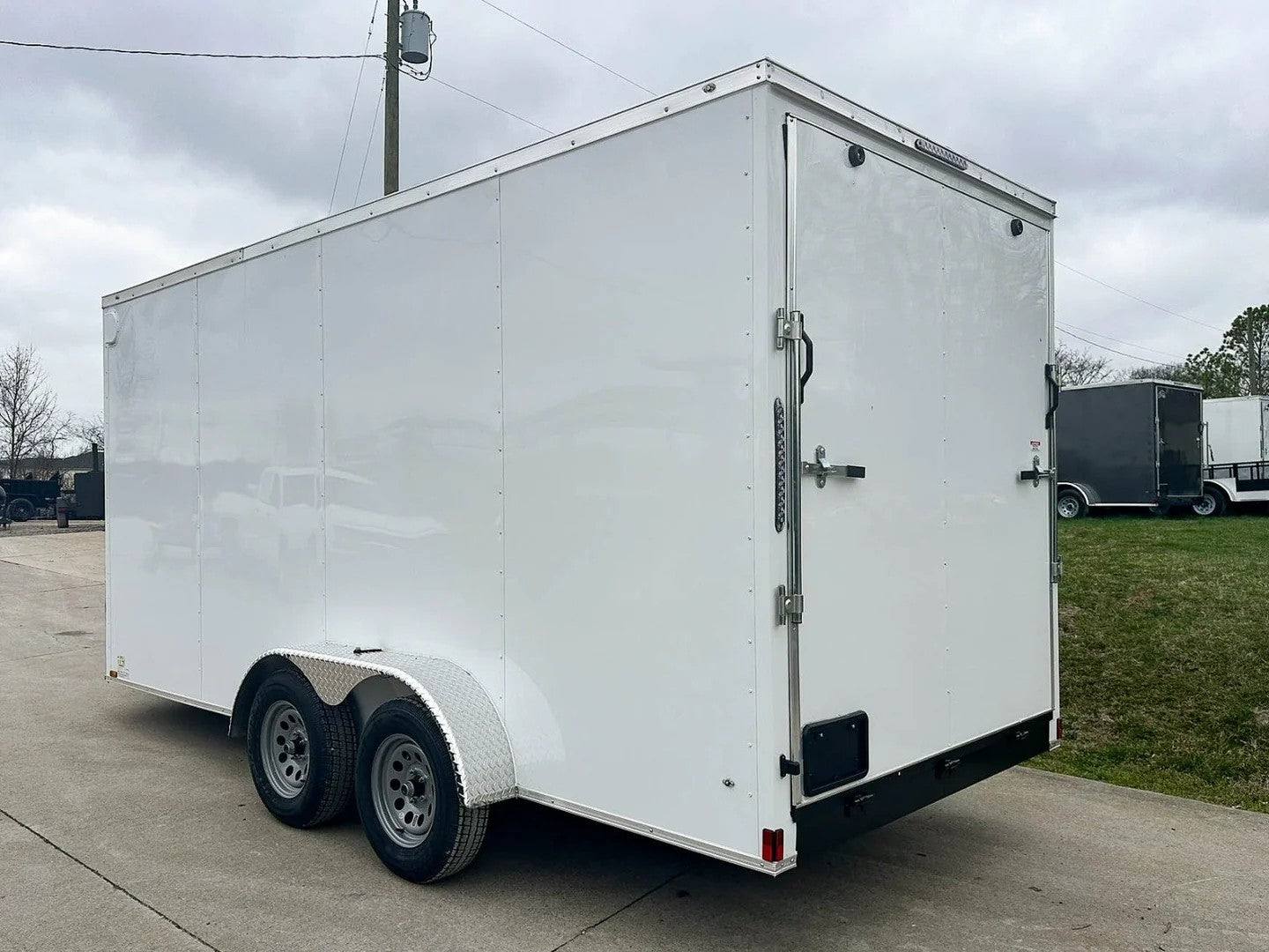 7×16 White V-Nose Enclosed Trailer Lawn Mower Cargo Trailer Storage - Image 4