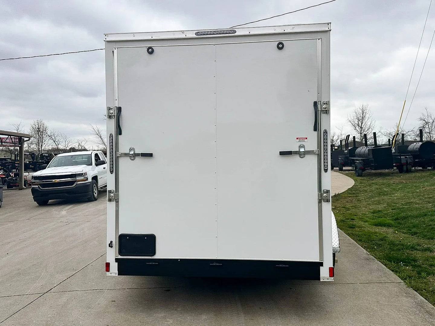 7×16 White V-Nose Enclosed Trailer Lawn Mower Cargo Trailer Storage - Image 3