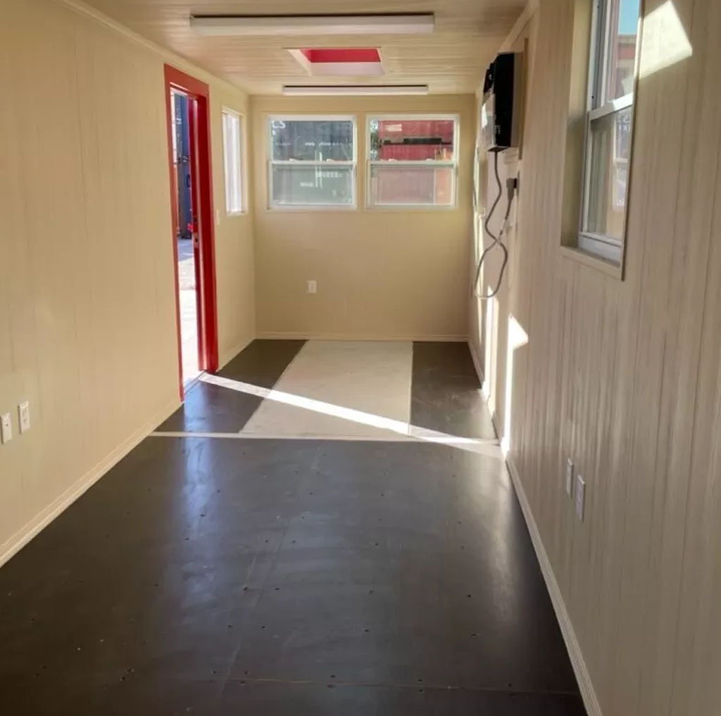 40FT Modified Shipping Container Office – 800 Sq Ft, Red, w/ Bathroom & Storage - Image 2