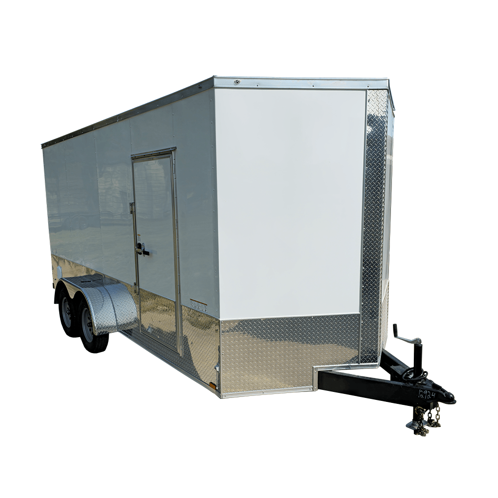 7′ X 16′ White Vnose Enclosed Trailer (2) 3,500lb Axles 7ft With Splash Guards